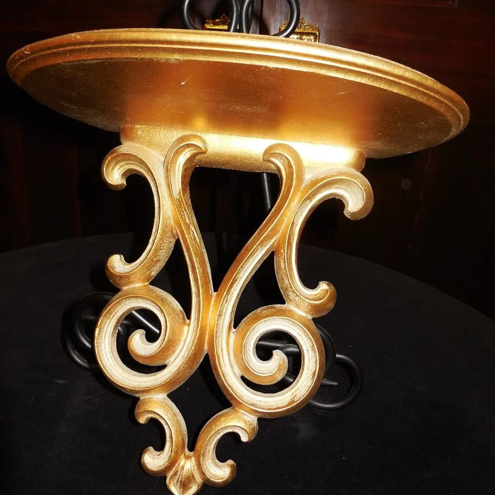 Corbels Set of 2 Gold Vintage Display shelves